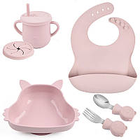 Набор детской посуды на присоске 2Life Белка Y26 из 6 предметов Розовый (v-11333) IN, код: 8290550