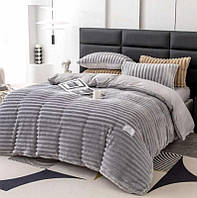 Комплект постельного белья двусторонний велюр SADA Lux евро светло-серый (779998) IN, код: 8331968