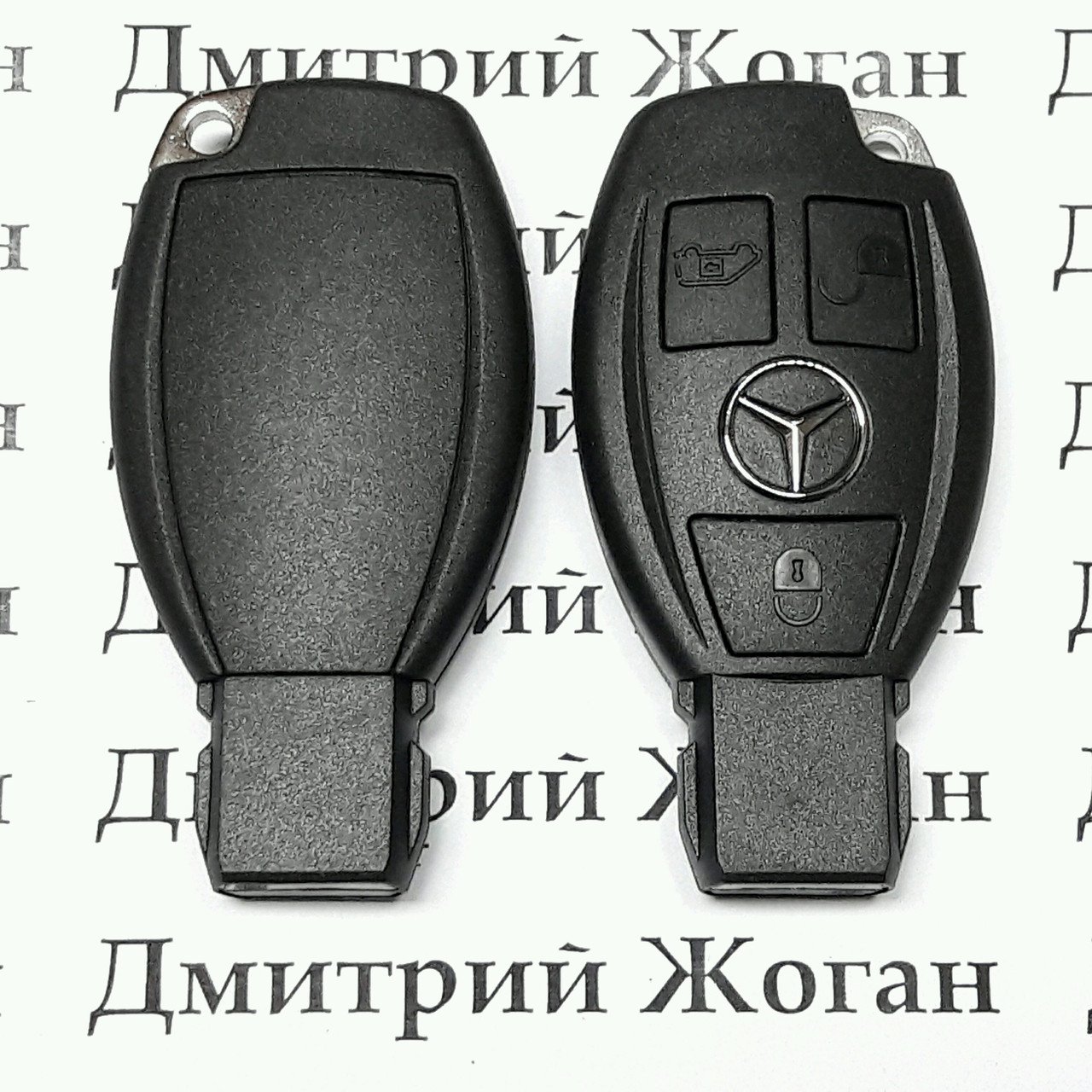 Ключ Mercedes (корпус Мерседес) 3 кнопки, с креплением для батареи и лезвием - фото 1 - id-p401460026