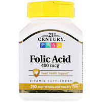 Фолиевая кислота 21st Century Folic Acid 400 mcg 250 Tabs IN, код: 7517380