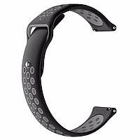 Ремешок BeWatch для Samsung Galaxy Watch 3 45 mm силиконовый 22мм перфорированный Черно-серый BM, код: 2473697
