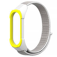 Ремешок Colored Nylon Strap для Xiaomi Mi Band 3 4 5 6 Grey Yellow BM, код: 6487779