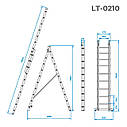 Драбина алюмінієва 2-секційна універсальна розкладна INTERTOOL LT-0210, фото 3