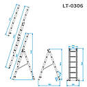 Драбина алюмінієва 3-секційна універсальна розкладна INTERTOOL LT-0306, фото 4