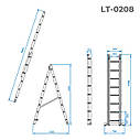 Драбина алюмінієва 2-секційна універсальна розкладна INTERTOOL LT-0208, фото 4