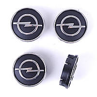 Колпачки на титаны "Opel" (60/55мм) черный/хром. пластик объемный логотип (4шт) AB