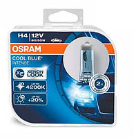 Лампа 12V H4 60/55W 4200K +20% Cool Blue "Osram" (Box-2шт) (64193I-H BOX) (синяя уп) АКЦИЯ AB