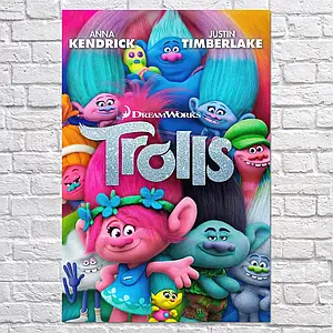 Плакат "Тролі, мультфільм, Trolls", 60×40см