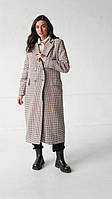 Тепла осіннє пальто жіноче подовжене кашемір із підкладкою 100 розміри норма й батал