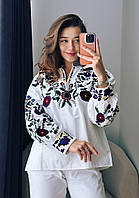 Безшумно красива блуза-сорочка вишиванка з довгим рукавом норма