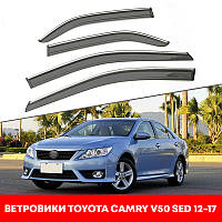 Дефлекторы окон Toyota Camry V50 SED 12-17 "FLY"(Нерж.сталь 3D)евр/америкаBTYCM1223-W/S201-202 AB