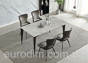 Стіл NORMAN CERAMIC 140*90 Muie White глянець/чорний каркас, фото 4