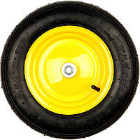 Колесо пневмо 3,5*8 (арт 01-009) чорне диск жовтий о/d=16 втулка 100мм