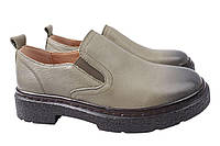 Туфлі жіночі з натуральної шкіри на низькому ходу колір Хакі Farinni 141-21DTC 41 BM, код: 7364968