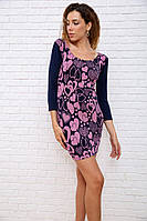 Приталенное короткое платье сине-розового цвета в принт 167R041-1 Ager XS BM, код: 8231537