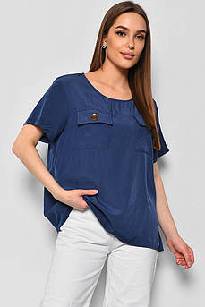 Блуза жіноча з коротким рукавом  синього кольору 176172M