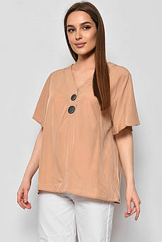 Блуза жіноча з коротким рукавом  бежевого кольору 176189M