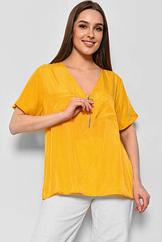 Блуза жіноча з коротким рукавом  гірчичного кольору 176216M
