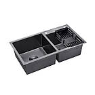 Кухонна мийка Kroner KRP Schwarze — 7843ZHM PVD (2.5/0.5 мм), фото 4