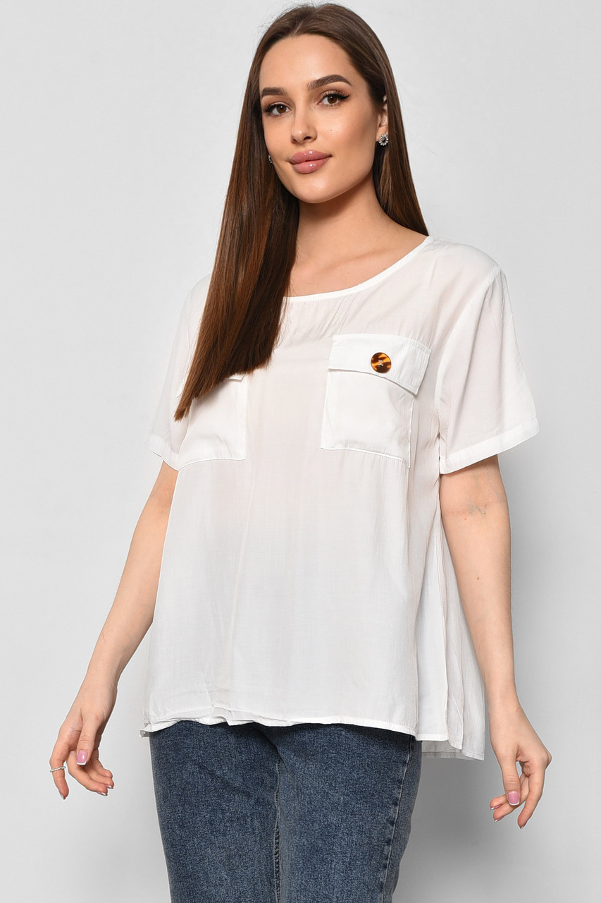 Блуза жіноча з коротким рукавом  білого кольору 176169P