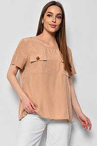 Блуза жіноча з коротким рукавом  бежевого кольору 176170P
