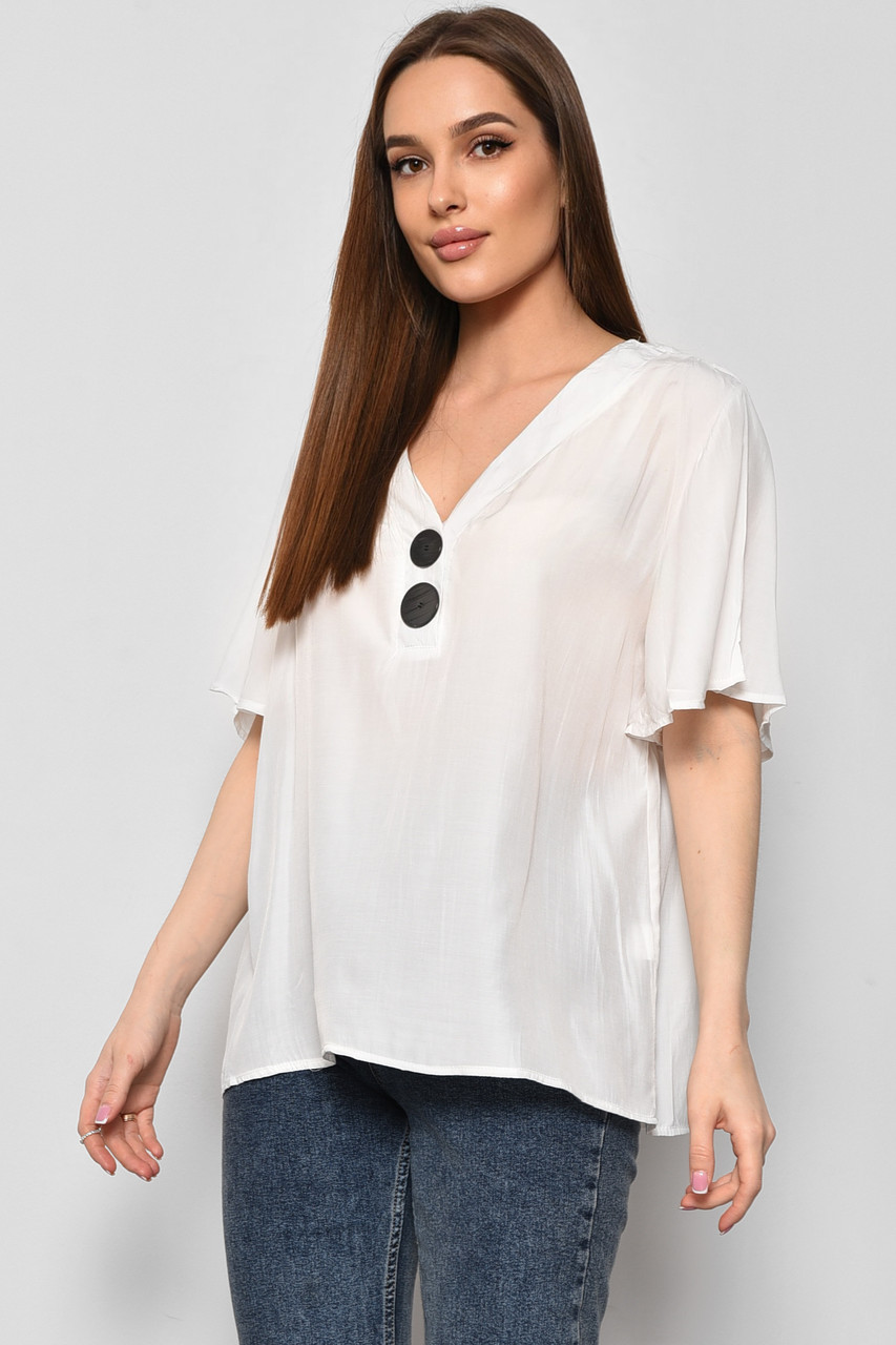 Блуза жіноча з коротким рукавом  білого кольору 176196P