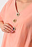 Блуза жіноча напівбатальна з коротким рукавом  персикового кольору 176202P, фото 4