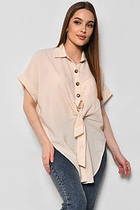 Блуза жіноча з коротким рукавом  світло-бежевого кольору 176221P