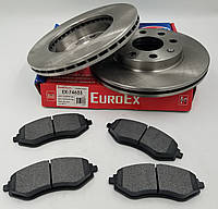 Диски тормозные Авео передние (2 диска+колодки) EuroEx Венгрия