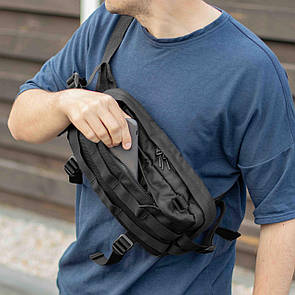 Тактична нагрудна сумка бананка через плече Darc чорна тканинна із системою Molle бананка