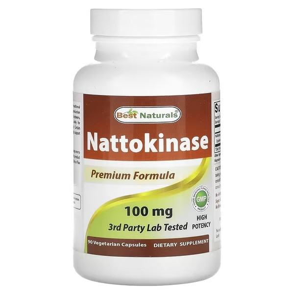 Наттокіназа 2000 FU 90 капс для розрідження крові, розчинення тромбів Best Naturals США, фото 1
