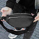 Стильна містка поясна сумка-бананка Damask із якісної чорної екошкіри flotar для молоді Унісекс, фото 6