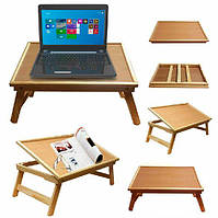 Комп'ютерний столик із бамбука в ліжко для роботи або сніданку Столик для ноутбука 50x30x22 см