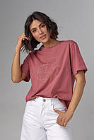 Жіноча футболка з Мікі Маусом — теракотовий колір, M (є розміри)