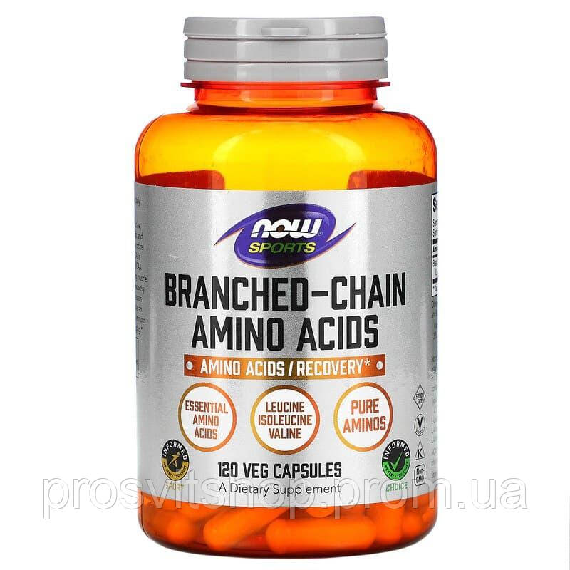 BCAA амінокислоти з розгалуженим ланцюгом Amino Acids Now Foods Sports 120 капсул PI, код: 7701435