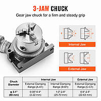 Поворотный стол VEVOR для фрезерных станков, 4&#039;&#039;/100 мм, горизонтально-вертикальная модель,