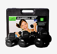 Набір гантелей в кейсі 9 кг. PowerPlay 4121 Fitness Dumbells (2шт.*1кг. 2шт.*1,5кг. 2шт.*2кг.) Купить только у