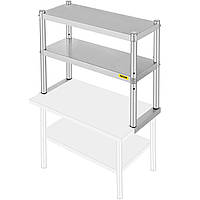 VEVOR двойная верхняя полка из нержавеющей стали, 2-ярусная, 12" x 30" для стола для приготовления пищи