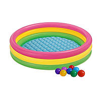 Дитячий надувний басейн Intex 57422-1 Кольори заходу 147 х 33 см з кульками 10 шт CS, код: 7428105