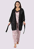 Комплект Хлоя супер батал халат+майка+брюки Ghazel 17111-11 88 Черный халат Розовый комплект CS, код: 7358033