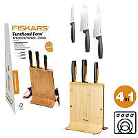 Fiskars Набір ножів Functional Form з бамбуковою підставкою, 3 шт