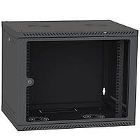 Ipcom 12U 600x600 Шафа телекомунікаційна двері скло (чорна)