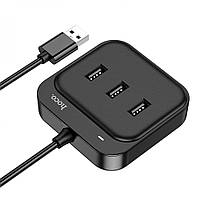 Usb-хаб Hoco HB31 Easy, 4-in-1 Usb to Usb3.0/3xUsb2.0, L=1.2M Black