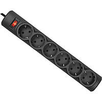 Power filtr 5,0м Defender Dfs 155, чорний, 6 розеток