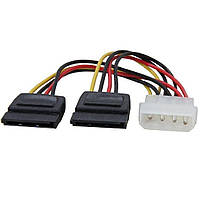 Кабель живлення Molex 4 pin - 2 x Sata power Female