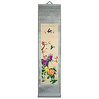 Світок настінний Traditional Chinese Art Хризантеми та птиці Шовк машинна вишивка 120х34 см Ц FE, код: 6514419