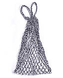 Стильна сумка ручної роботи для покупок "Авоська" чорно-біла до 20 кг., фото 3