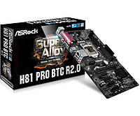 Материнська плата ASRock H81 Pro Btc R2.0/REF (1150/H81, 2DDR3, 1xPCI-Ex16, 5xPCI-Ex1, 2xSATAIII, GLan, 5.1ch,