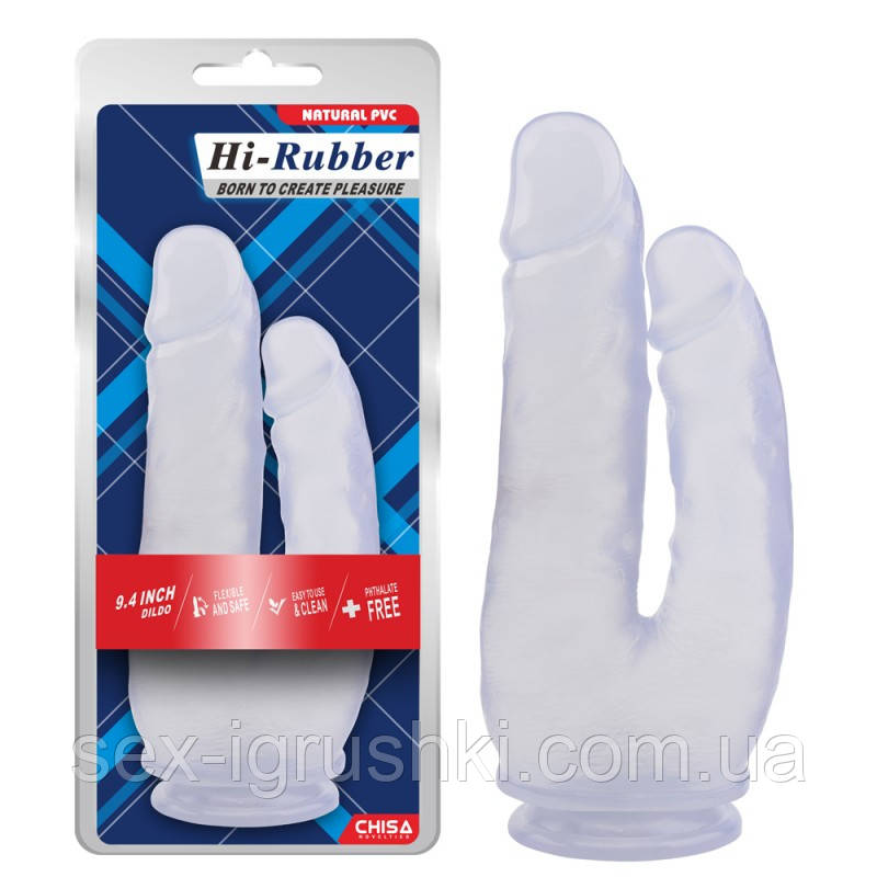 Гелевий подвійний фалоімітатор прозорий Hi-Rubber Dildo Clear 9.4 IXI59815