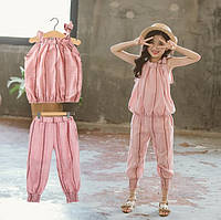 Летний костюм для девочки розовый 3988, розмір 120